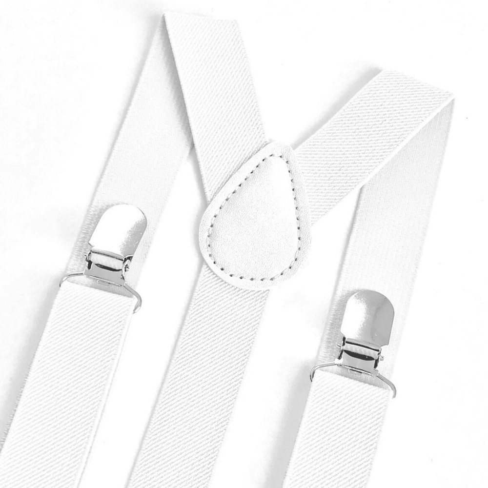 White y-back elastic suspenders